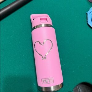YETI Pink Bottle with Heart Design